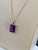 The School of Paris 12 Ct Emerald Cut Amethyst Pendant /Necklace + 14 Kt Yellow Gold Chain Vintage For Sale - Image 3 of 18