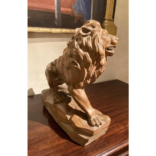 Brown Italian Artist, Large Lion, 19th Century, Wood For Sale - Image 8 of 17