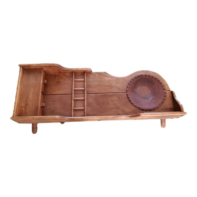 Mid-Century Modern 19th Century Wooden Cobbler's Bench With Leather Seat For Sale - Image 3 of 10