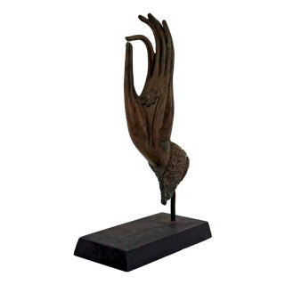 Thai Artist, Buddha Hand Mounted on Base, 20th Century, Bronze For Sale
