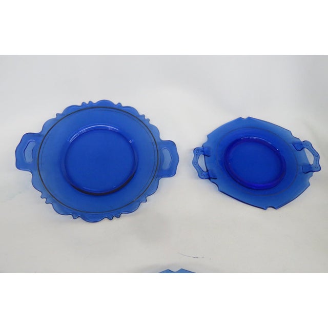Early 20th Century Le Smith Mount Pleasant Cobalt Blue Glass Plates With Handles Set of Five For Sale - Image 15 of 18