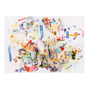 Contemporary Abstract Acrylic and Mixed Media on Paper Painting "Fragment" by Gina Werfel