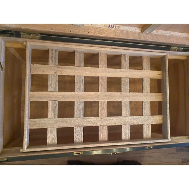 Vintage Black Lacquer Chinoiserie Wedding Chest With Mother of Pearl Inlay Sailboats and Island Scenes For Sale - Image 12 of 13