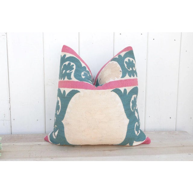Peshwai Vintage Suzani Pillow For Sale - Image 9 of 9