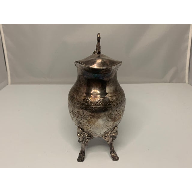 19th Century Victorian Silver Plate Creamer: Simpson Hall Miller Floral Design For Sale - Image 4 of 10