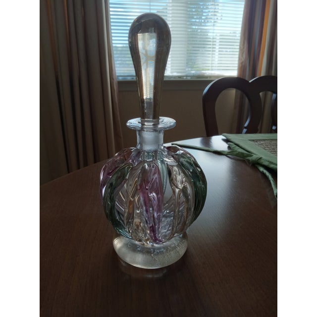 Vintage Ion Tamaian Signed Hand Blown Art Glass Perfume Bottle With Dauber For Sale - Image 17 of 17