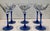 fabulous set of six mid century French blue stem martimi glasses. Beautifully hand painted in an equestria design. Glasses...