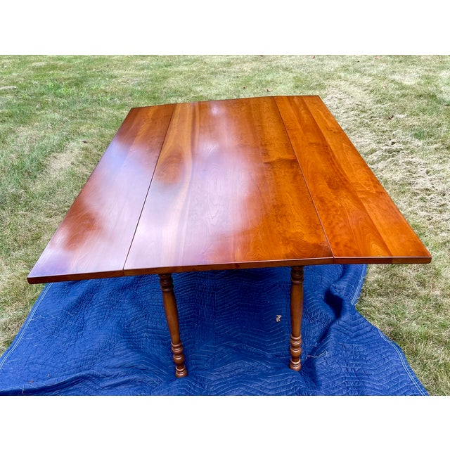 1960s Vintage 1960 Mid-Century Leopold Stickley Solid Cherry Drop-Leaf Harvest Dining Table For Sale - Image 5 of 15
