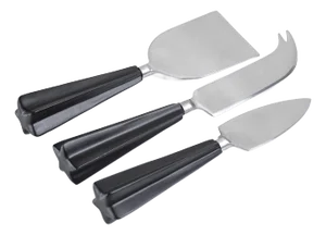 Two-Tone Star Polished Cheese Knives Set, Black