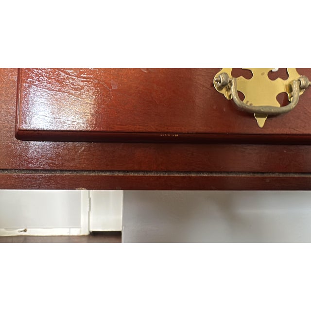 Brown Vintage Queen Anne Mahogany Three Drawer Console Table For Sale - Image 8 of 8