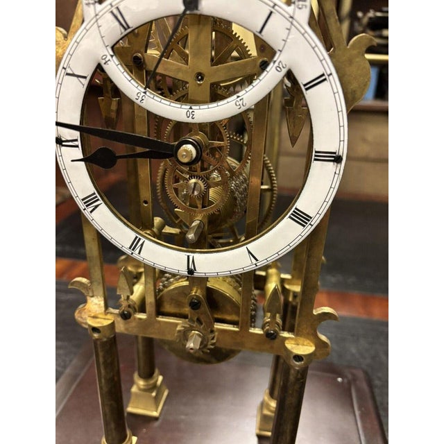 Large Chain Fusee Cathedral Skeleton Clock with Case and Key For Sale - Image 4 of 10