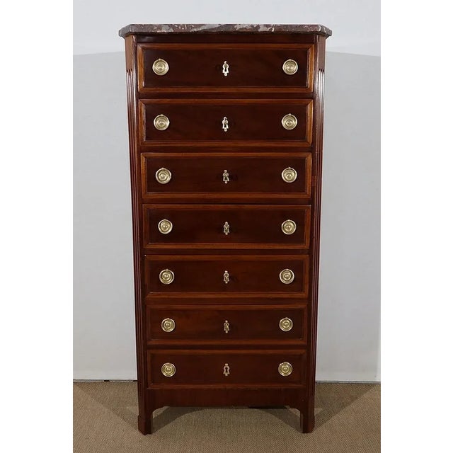Wood Small Louis XVI Mahogany Semainier, 18th Century For Sale - Image 7 of 18