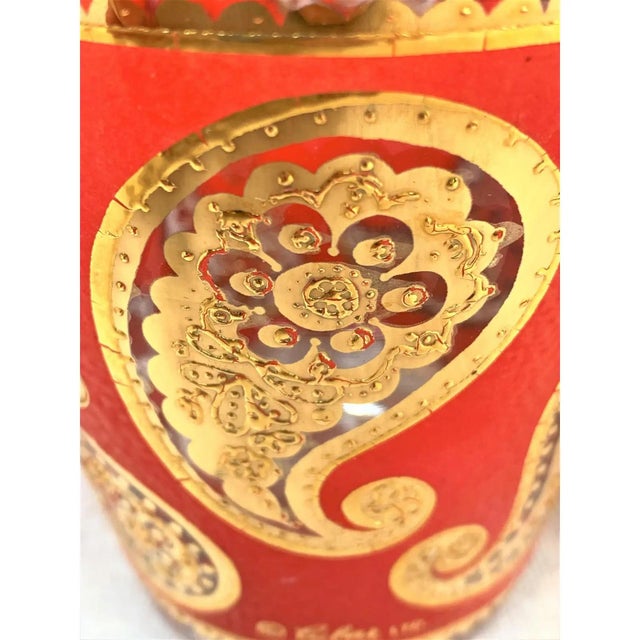 Vintage 22k Culver LTD Red and Gold Paisley Glasses - Set of 4 For Sale In New Orleans - Image 6 of 8