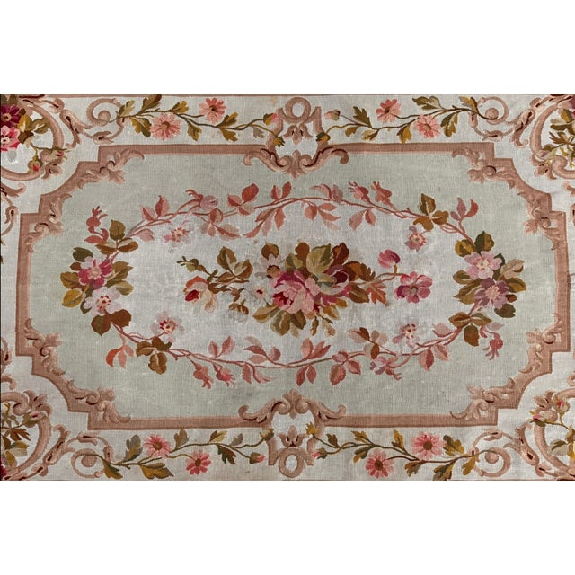78 1/2”W x 51”D This exquisite 19th-century Aubusson tapestry stands as a definitive example of the flat-weave artistry...