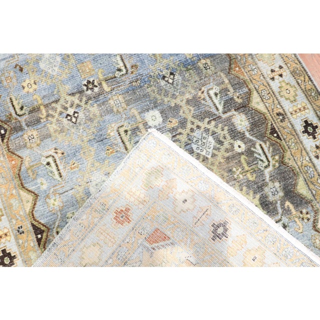 Blue Antique Zabihi Collection Rare Wide Long Green Persian Malayer Runner - 3'8" x 17'8" For Sale - Image 8 of 9