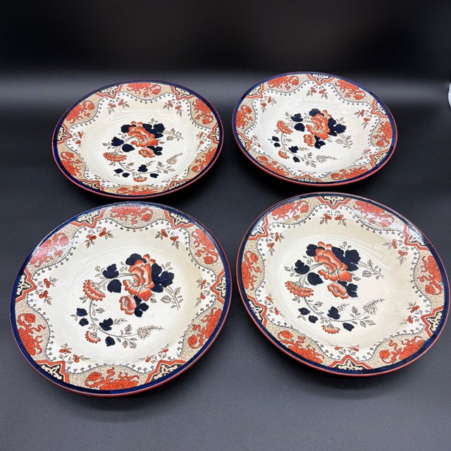A Set of 4 Antique Doulton’s Alma Pattern Soup Plates, Circa 1880’s Made by the Doulton & Co., Burslem (Staffordshire,...