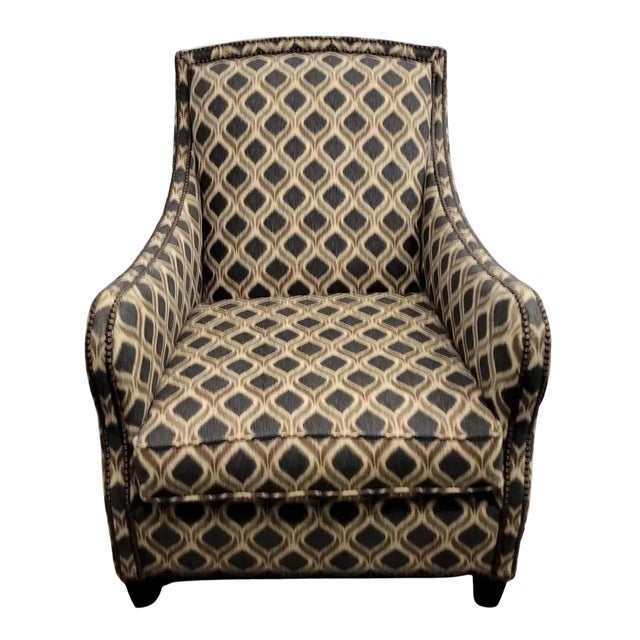2000 - 2009 Pair of Modern Bernhardt Portfolio Transitional Upholstered Club Chairs With Nailhead Trim For Sale - Image 5 of 11