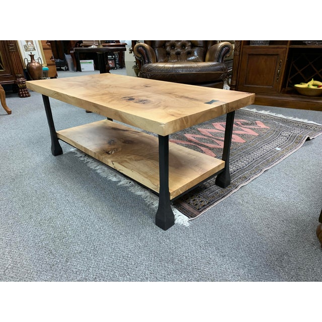 Industrial Restoration Hardware Knotty Wood & Iron Coffee Table Chairish