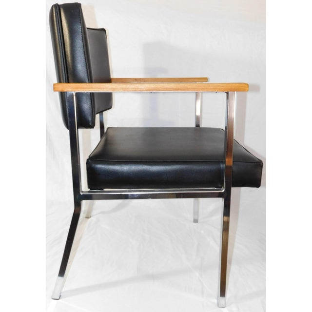 Wood 1970s Vintage Cole / Litton Restored Chrome & Vinyl Office Arm Chair For Sale - Image 7 of 18
