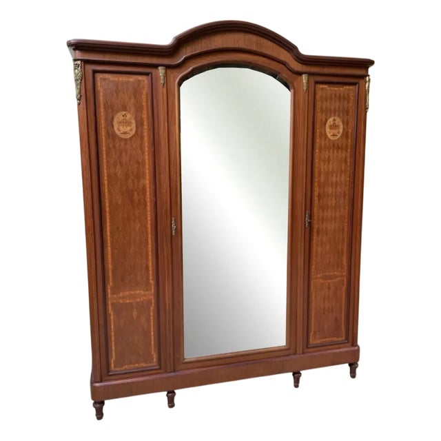 Antique Art Nouveau Wardrobe in Oak, 1910 For Sale