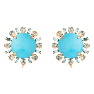 Elsa Studs, Turquoise, Clip On For Sale