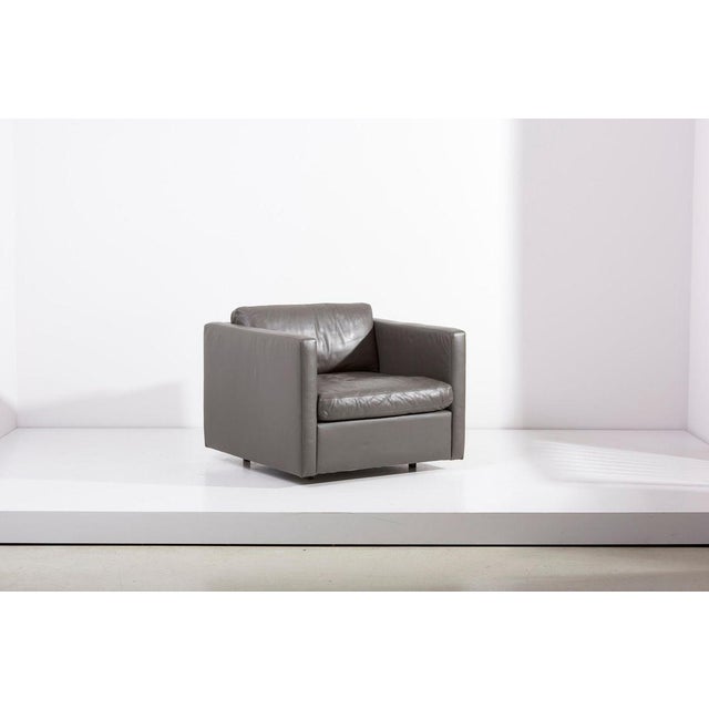 Sofa Set in Grey Leather by Charles Pfister for Knoll, USA, 1970s, Set of 3 For Sale - Image 15 of 18
