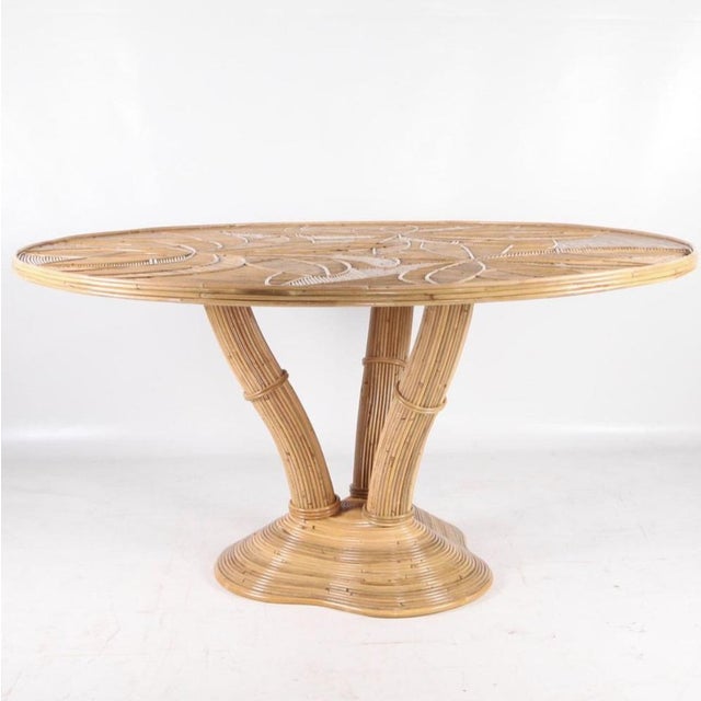Vintage Rattan Dining Table For Sale - Image 6 of 12