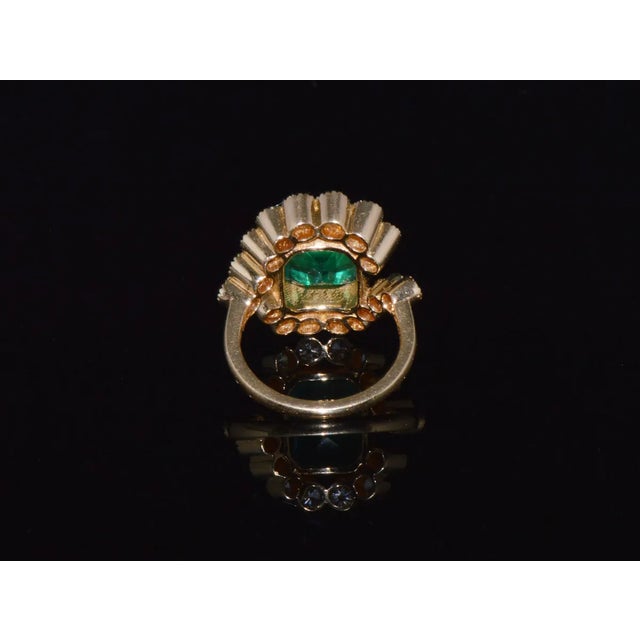 GIA Certified Natural 4.83CTS VS F Diamond Emerald 18K Solid Gold Bypass Ring, size 6.5 For Sale In Dallas - Image 6 of 10