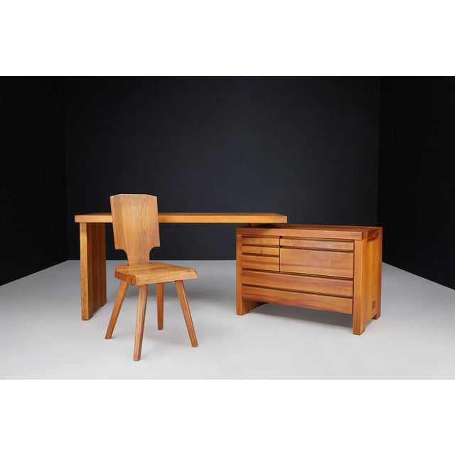 Gold B19 Writing Desk in Patinated Elm by Pierre Chapo, France, 1960s For Sale - Image 8 of 18