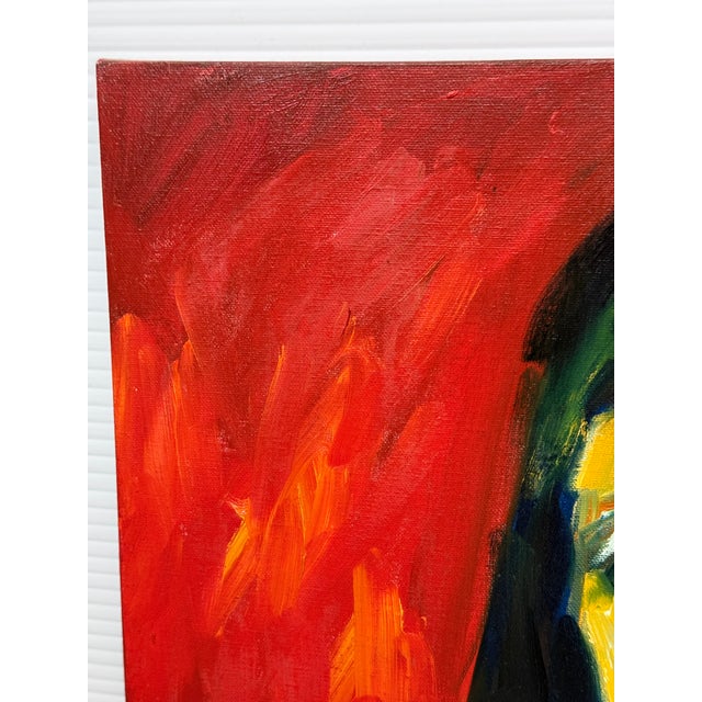 Red Circa 1993 Sarena Rosenfeld "One False Move" Original Painting, Signed For Sale - Image 8 of 12