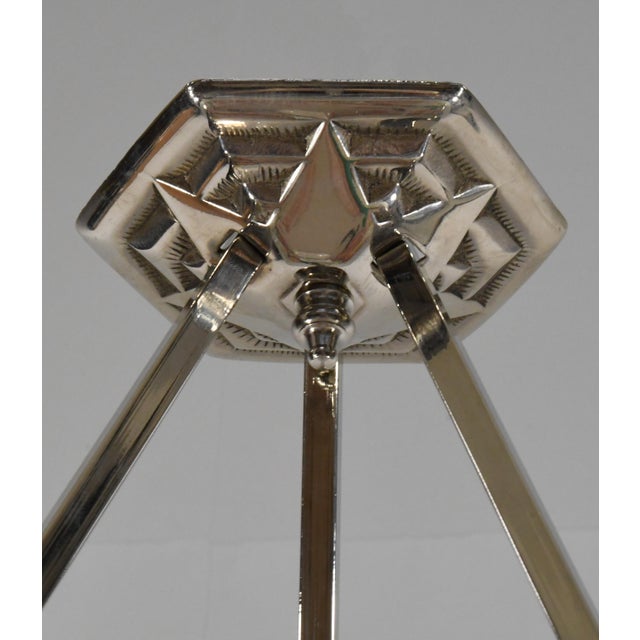 French Art Deco Pendant Light by Loys Lucha 1930s - Pink Enameled Floral Bowl For Sale - Image 11 of 13