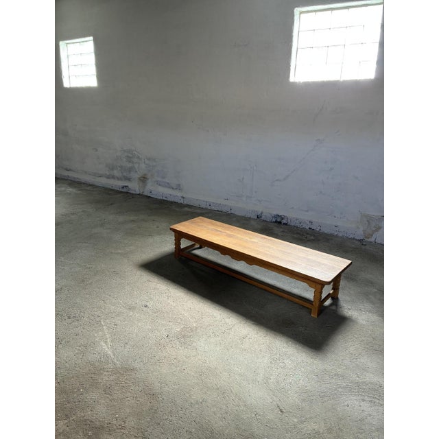 Low Oak Bench in the style of Kjærnulf, 1970s For Sale - Image 4 of 10