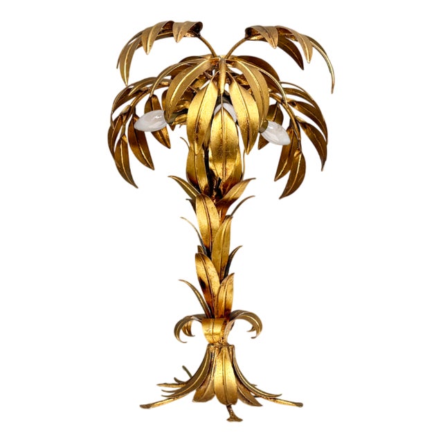 Gold-Plated Palm Tree Table Lamp by Hans Kögl, Germany, 1970s For Sale