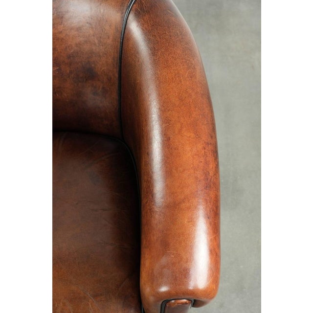 Brown Vintage Sheepskin Club Armchair For Sale - Image 8 of 17