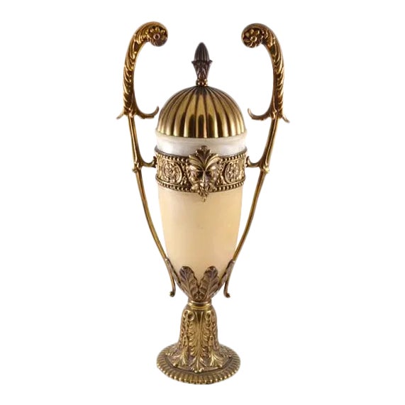 Art Deco Urn Onyx With Bronze Mounts For Sale