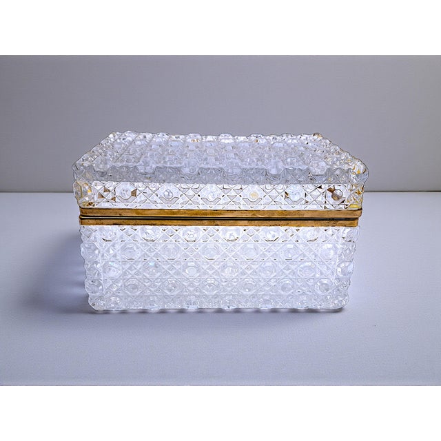 Gold French Baccarat Cut Crystal Jewelry Box, 1970s For Sale - Image 8 of 9