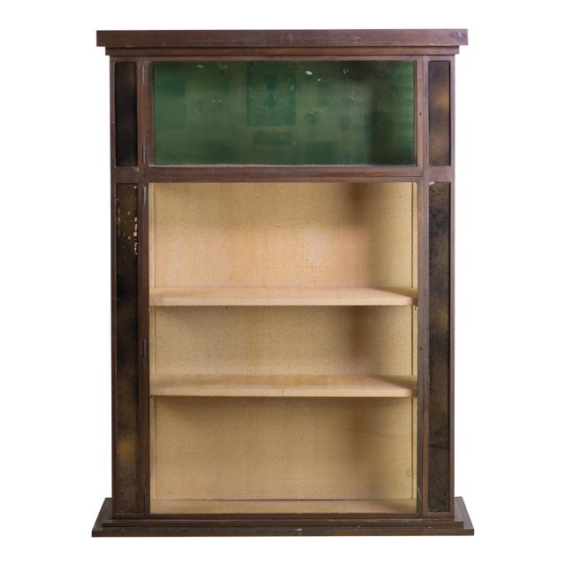 Mid 20th Century European 5 Ft. Brass Free Standing Display Case For Sale