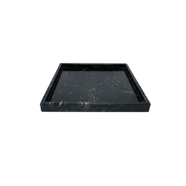 Squared Black Marquina Marble Tray from FiammettaV Home Collection For Sale