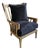Wingback Navy Velvet Arm Chair For Sale