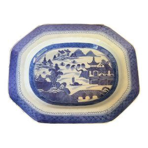 19th Century Chinese Export Porcelain Blue and White Canton Serving Platter