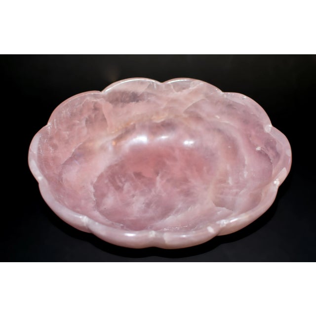 Rose Quartz Lotus Bowl 9" For Sale - Image 9 of 12