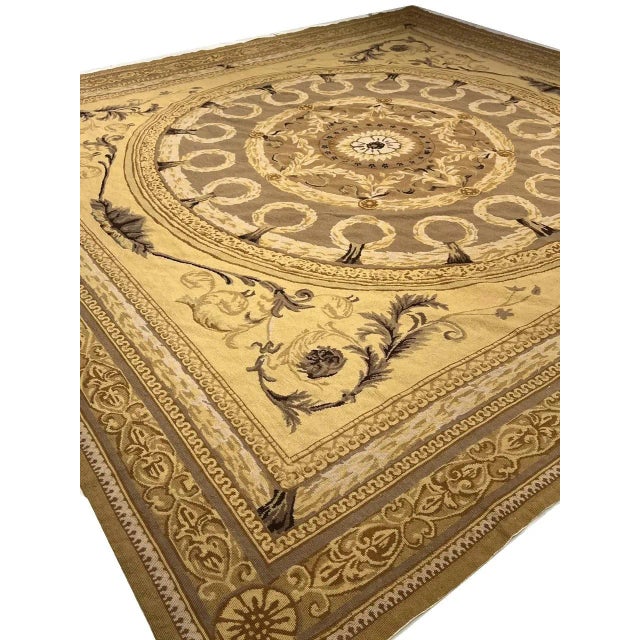 1980s Beige Fine Hand Knotted Abusson Rug For Sale - Image 9 of 12