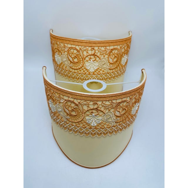 Textile Custom Vintage Lampshades, a Pair For Sale - Image 7 of 8