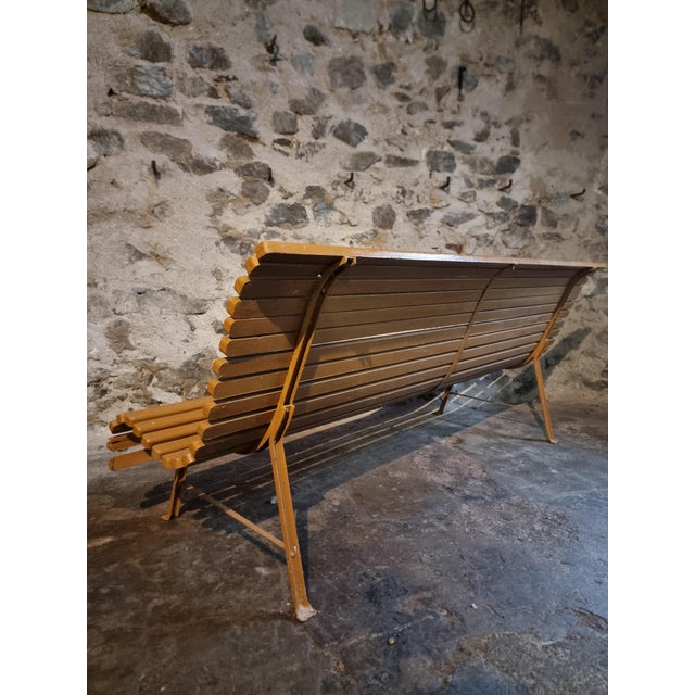 Brown Mid-Century French Pine Garden Bench, 1960s For Sale - Image 8 of 18