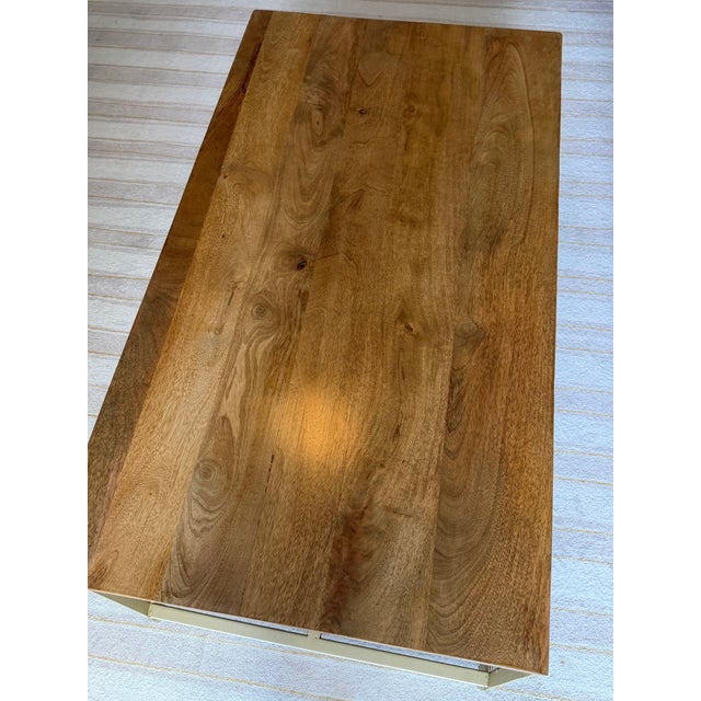 West Elm Solid Wood & Antique Brass Geometric Coffee Table For Sale In Charleston - Image 6 of 6
