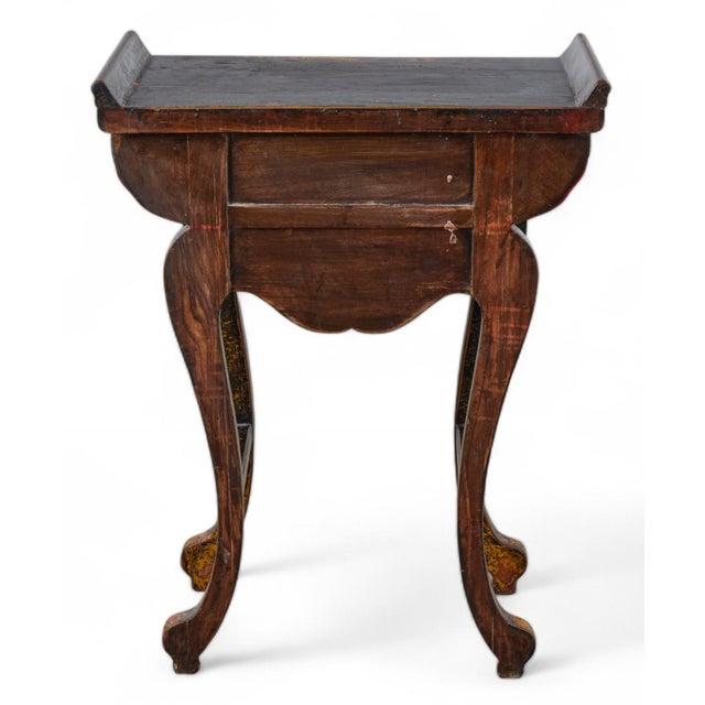 Chinese Chinese Black & Red Lacquered Side End Nightstand Table For Sale - Image 3 of 8