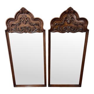 Pair of Elaborately Carved Wooden Mirrors For Sale