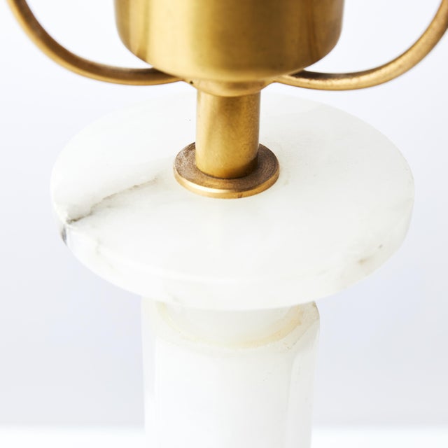 Mid-Century Modern Alabaster Table Lamps in the style of Jean Michel Frank, France, 1960s, Set of 2 For Sale - Image 3 of 5