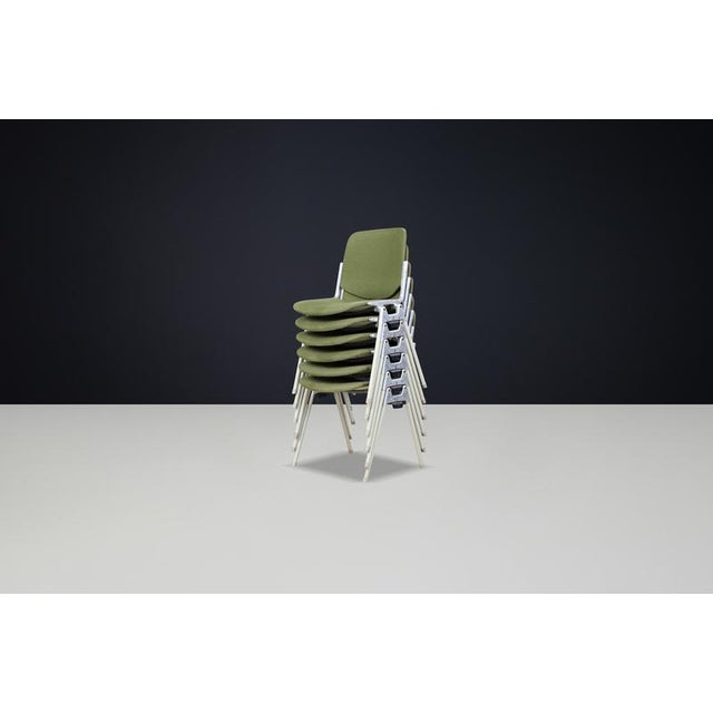 Mid-Century Modern Giancarlo Piretti Chairs for Castelli in Forest Green Fabric, Italy, 1960s A striking example of...