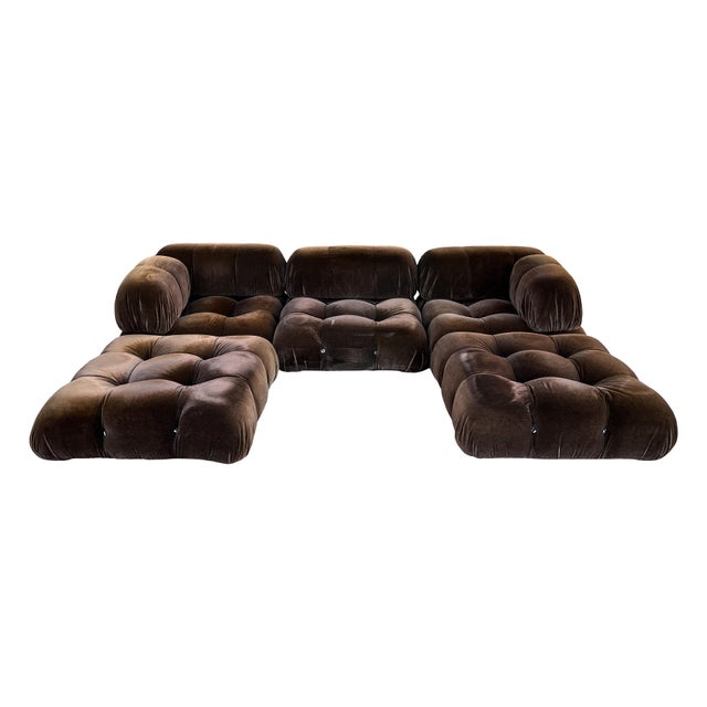 Brown Alpaca Velvet Camaleonda Modular Sofa by Mario Bellini for C&B Italia, 1972, Set of 5 For Sale - Image 12 of 12
